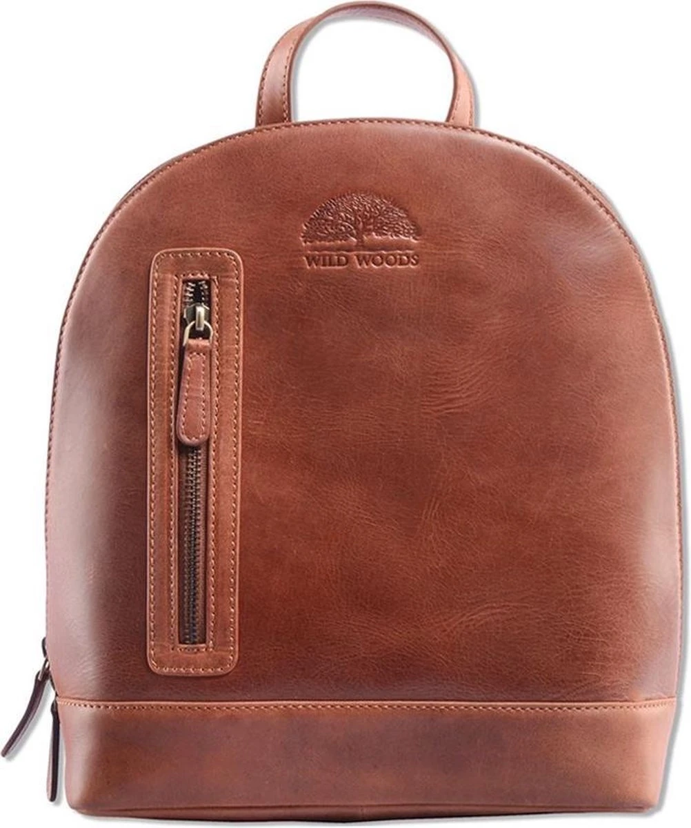WILD WOODS Leren Dames Rugtas M - Casual Rugzak - Oil Pull-up Leer - Cognac 3 WILD WOODS Leren Dames Rugtas M - Casual Rugzak - Oil Pull-up Leer - Cognac