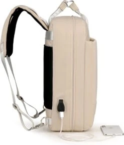 Merkloos Waterdichte Rugzak Inclusief Usb Oplaadstation - Laptoptas 15,6 Inch - Schooltas - Beige - Multifucntioneel -Tas Kortingswinkel 1025x1200