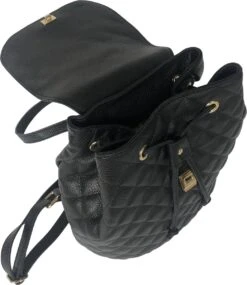 TOUTESTBELLE - Leren Dames Rugzak Quilted Gestikt Ruit Met Extra Vak - Dames - Leer - Zwart -Tas Kortingswinkel 1040x1200 4