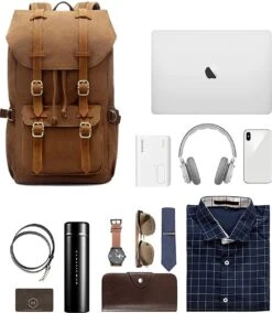 EV - Rugzak Canvas - Leder Details 9 EV - Rugzak Canvas - Leder Details -Tas Kortingswinkel 1045x1200