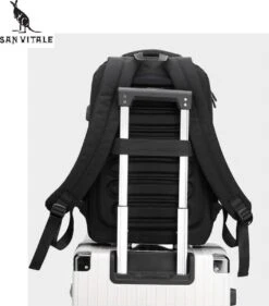 San Vitale® - Rugzak 2.0 Met USB Poort - Schooltas - 16 Inch Laptop Rugtas - Dames/Heren - 30L - Waterafstotend - Grijs -Tas Kortingswinkel 1056x1200