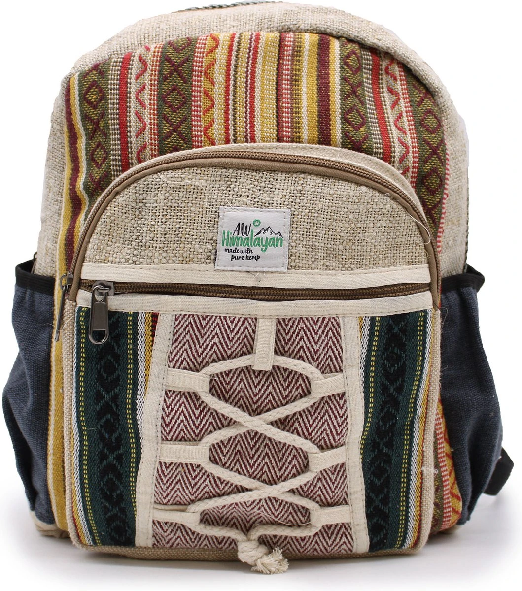 Kleine Hennep Rugzak - Rugtas - Touw- En Zakkenstijl - 30x22x7cm 3 Kleine Hennep Rugzak - Rugtas - Touw- En Zakkenstijl - 30x22x7cm