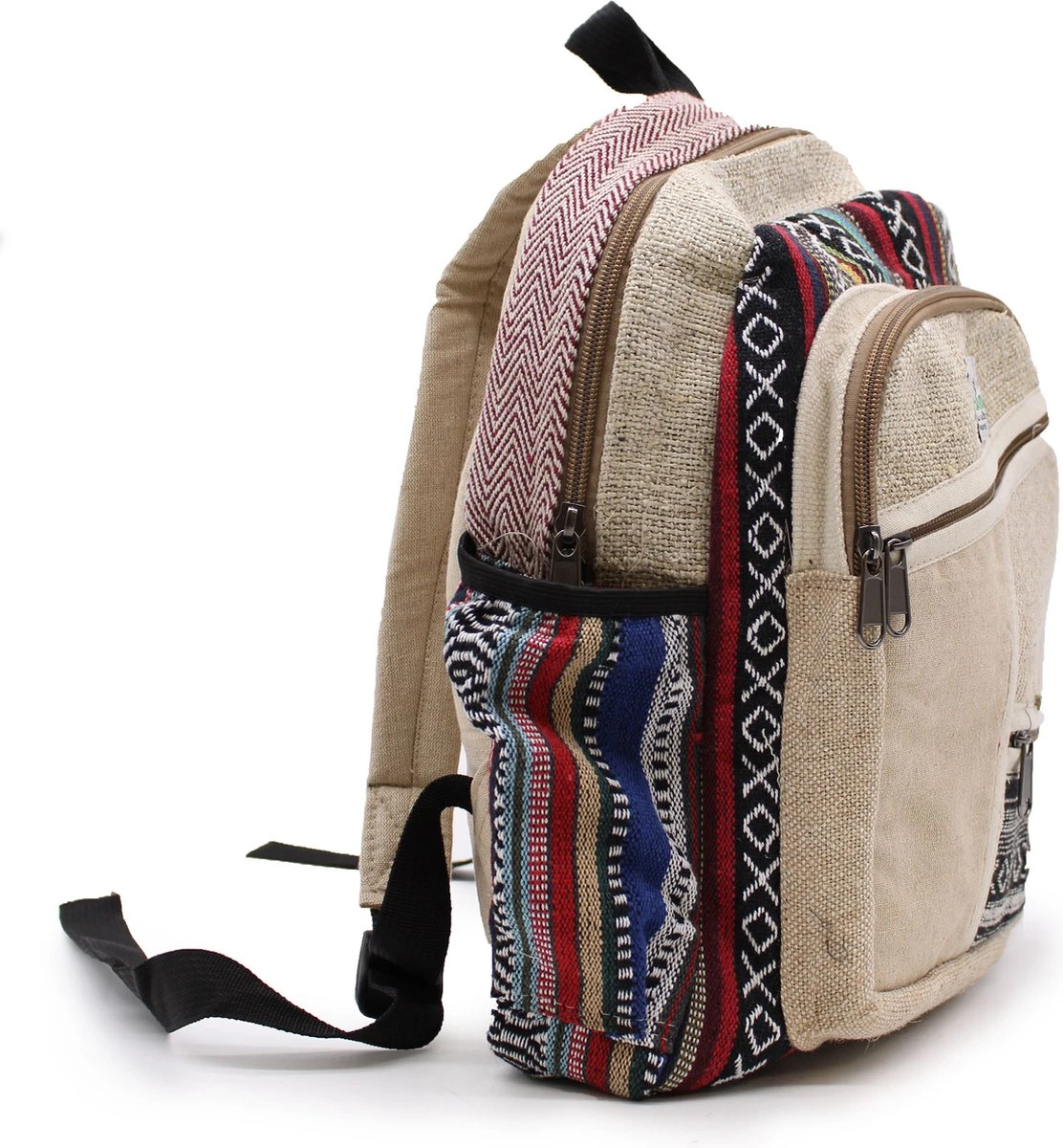 Kleine Hennep Rugzak - Rugtas - Zigzag-ritsen - 30x22x7cm 4 Kleine Hennep Rugzak - Rugtas - Zigzag-ritsen - 30x22x7cm - Afbeelding 2