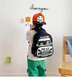 Merkloos Rugtasje - Rugzak - Schooltas - Zwart Politie - Jongens - Meisjes - Cadeau - Sinterklaas - Kerst - 1 Jaar - 2 Jaar -Tas Kortingswinkel 1122x1200 3