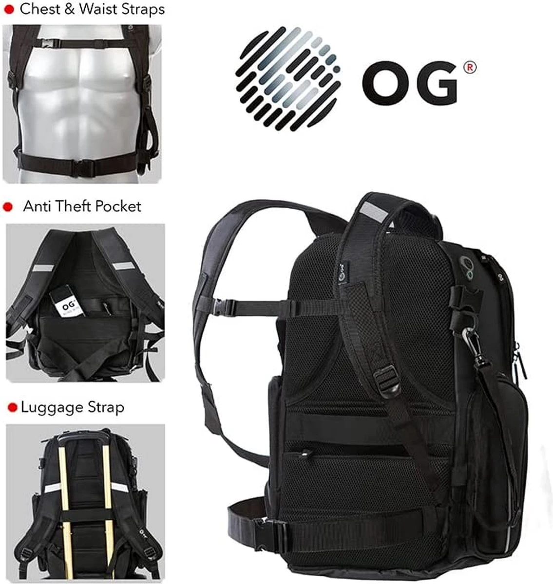 OG Original GO Motor-rugzak, Motorfiets-rugzak, Waterdicht, Zwart, 20L-30L, Motorhelm Rugtas, Helm Tas, Laptop, Reflecterend 6 OG Original GO Motor-rugzak, Motorfiets-rugzak, Waterdicht, Zwart, 20L-30L, Motorhelm Rugtas, Helm Tas, Laptop, Reflecterend - Afbeelding 4