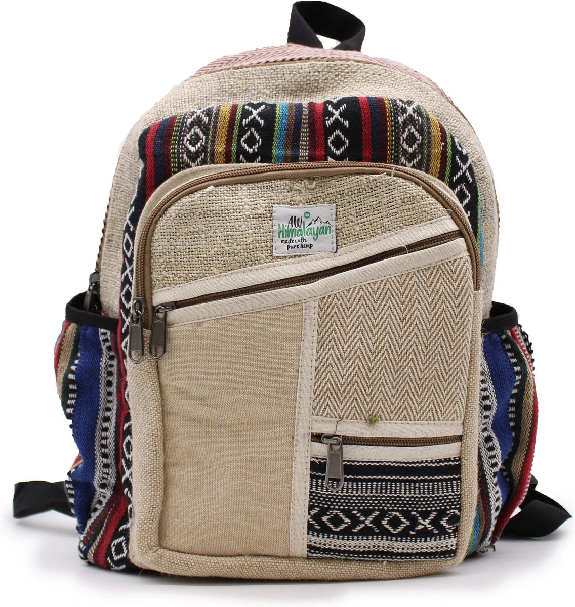 Kleine Hennep Rugzak - Rugtas - Zigzag-ritsen - 30x22x7cm 3 Kleine Hennep Rugzak - Rugtas - Zigzag-ritsen - 30x22x7cm