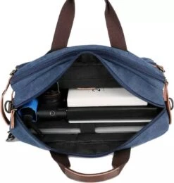 Laptoptas - 3in1- 15Inch - Blauw - 15 Vak - Canvas - Leer -Tas Kortingswinkel 1140x1200 1