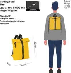 New Rebels Mart Waterafstotende Rolltop Rugzak - Medium - Geel -Tas Kortingswinkel 1161x1200 8