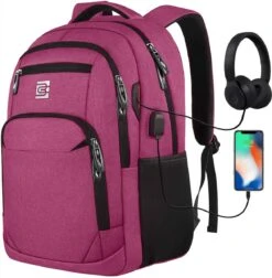 Laptoprugzak Met USB-oplaadconnector Voor Mannen En Vrouwen Voor Werk En School Rugzak Voor Jongens En Tieners Met Laptopvak En Antidiefstaltas (15,6 Inch, Roze) -Tas Kortingswinkel 1175x1200