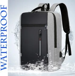 Merkloos Rugzak - Laptoprugzak 15,6 Inch - Schoolrugzak Dagrugzak - Kerstmis - Kerstfeest - Christmas Gift - Rugzak Dames Heren - Waterdichte Nylon Laptopbagagetablet - Met Usb Oplaadstation - Voor School Reizen Multifunctioneel - Grijs -Tas Kortingswinkel 1183x1200