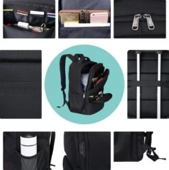 Merkloos Anti Diefstal Waterdichte Rugzak Inclusief Usb Oplaadstation - 14 T/m 15.6 Inch - Zwart -Tas Kortingswinkel 1188x1200