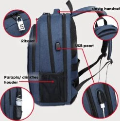 Kono Rugzak XL - Schooltas - 17,3 Inch Laptop Rugtas - Dames/Heren - 36L - Waterafstotend - Blauw -Tas Kortingswinkel 1189x1200 1