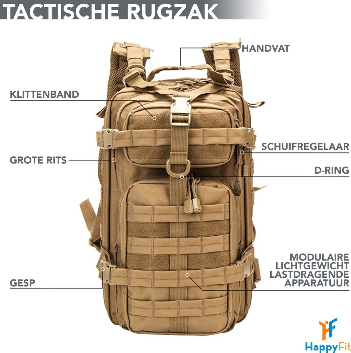 Brandie® - Tactische Rugzak 30L - Hydratatie-compatibele Rugzak - Lichtgewicht - Multifunctioneel - Comfortabel In Gebruik - Voor Buiten Wandelen Kamperen Trekking Jagen - Waterdichte Tas - Zwart 5 Brandie® - Tactische Rugzak 30L - Hydratatie-compatibele Rugzak - Lichtgewicht - Multifunctioneel - Comfortabel In Gebruik - Voor Buiten Wandelen Kamperen Trekking Jagen - Waterdichte Tas - Zwart - Afbeelding 3