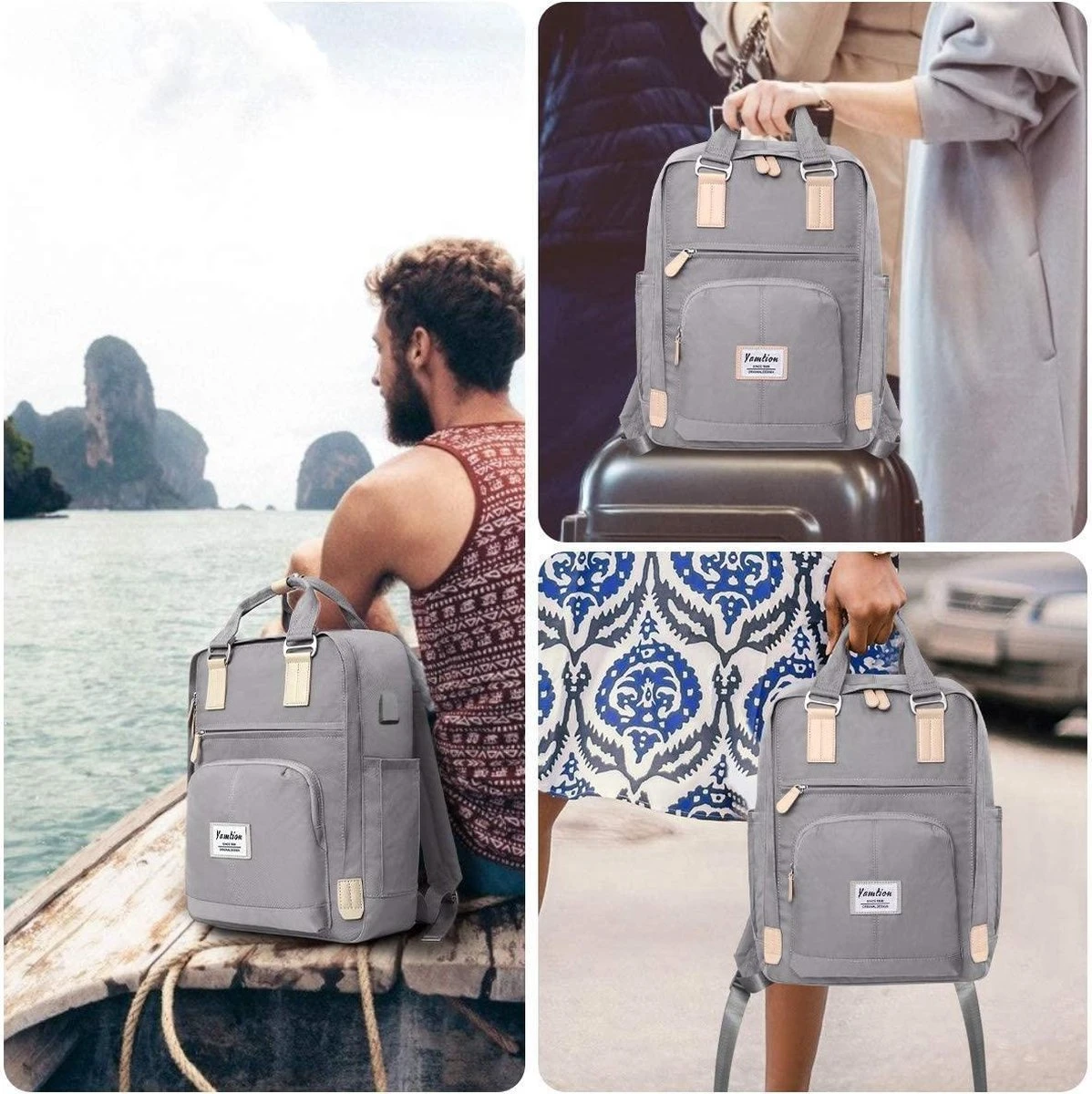 Merkloos Veran Rugtas - Rugzak - 30 Liter - 15,6" Laptopvak - Boekentas - Vintage - Heren - Dames - Laptop - School - Boekentas - Grijs 8 Merkloos Veran Rugtas - Rugzak - 30 Liter - 15,6" Laptopvak - Boekentas - Vintage - Heren - Dames - Laptop - School - Boekentas - Grijs - Afbeelding 6