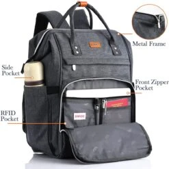 Rugzak Voor Dames Met RFID-tas, Laptoprugzak Voor 15,6-inch Laptop, Waterdicht En Anti-diefstal, Dagrugzak Voor Reizen, Zaken, Werk, Schoolrugzak Voor Tienermeisjes (donkergrijs) -Tas Kortingswinkel 1199x1200