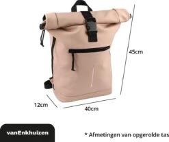 VanEnkhuizen Rolltop Rugzak Met Laptopvak 15,6 Inch - 20 Liter - Waterafstotend En Thermo Materiaal - Roze -Tas Kortingswinkel 1200x1005