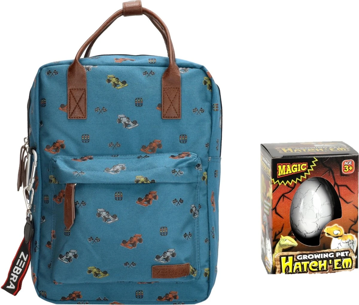 Zebra Rugzak Formule 1 - Zebra Trends Rugtas + Dino Ei 3 Zebra Rugzak Formule 1 - Zebra Trends Rugtas + Dino Ei