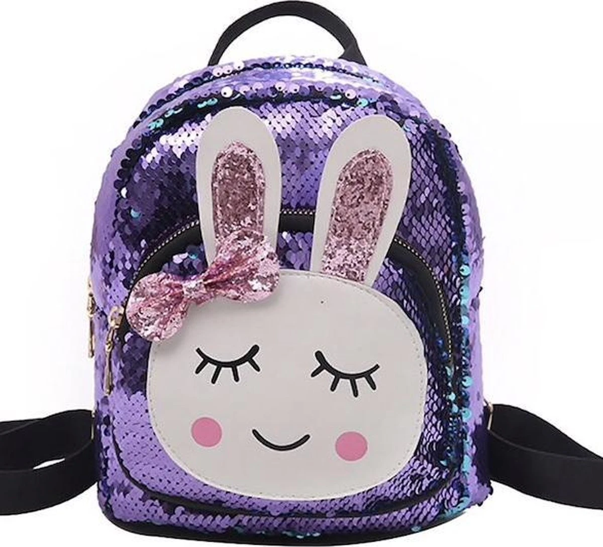 Meisjes Rugtas - Schooltas - Meisjes Rugzak - Paars - 32X22 CM - School - Rugzak - Glitter - Konijntje - Pailletten - 3-8 Jaar - Tas - CADEAU TIP! 3 Meisjes Rugtas - Schooltas - Meisjes Rugzak - Paars - 32X22 CM - School - Rugzak - Glitter - Konijntje - Pailletten - 3-8 Jaar - Tas - CADEAU TIP!