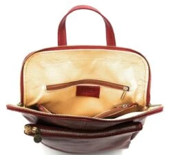 Bestleder – RZ30017 – Rood - Echt Leren - 2 In 1 - Schoudertas – Rugzak - Stevig - Hoge Kwaliteit Italiaans Leer- Rood -Tas Kortingswinkel 1200x1097