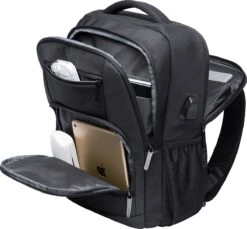 ACROPAQ Rugzak - Met Laptopvak 17 Inch, Waterdicht, Voor Dames En Heren, USB Aansluiting - Rugtas Voor Meisje En Jongens- Zwart -Tas Kortingswinkel 1200x1111