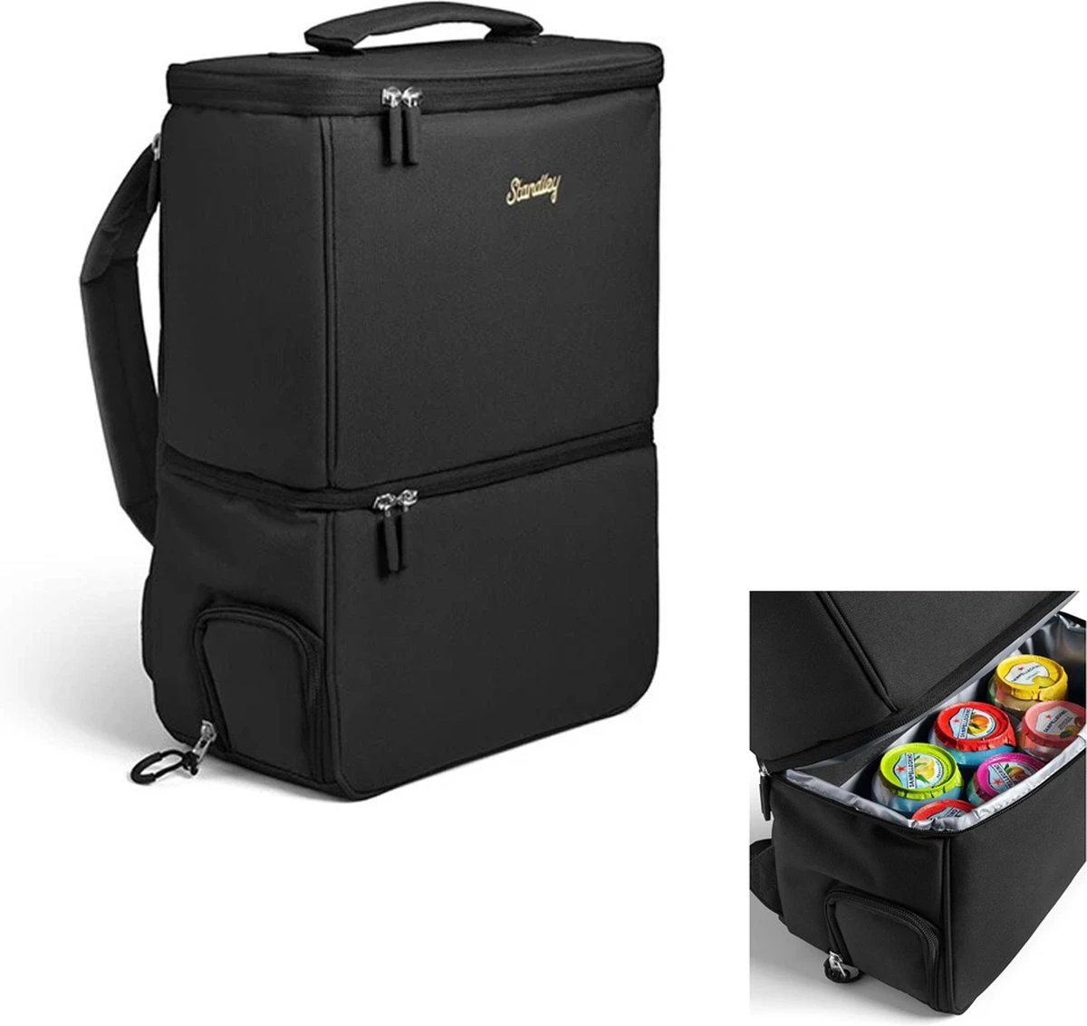 Standley SplitBag - Rugzak - Koeltas - Inclusief Koelelementen - Rugtas - Zwart - Met Handgel Sleutelhanger - Cadeau 5 Standley SplitBag - Rugzak - Koeltas - Inclusief Koelelementen - Rugtas - Zwart - Met Handgel Sleutelhanger - Cadeau - Afbeelding 3