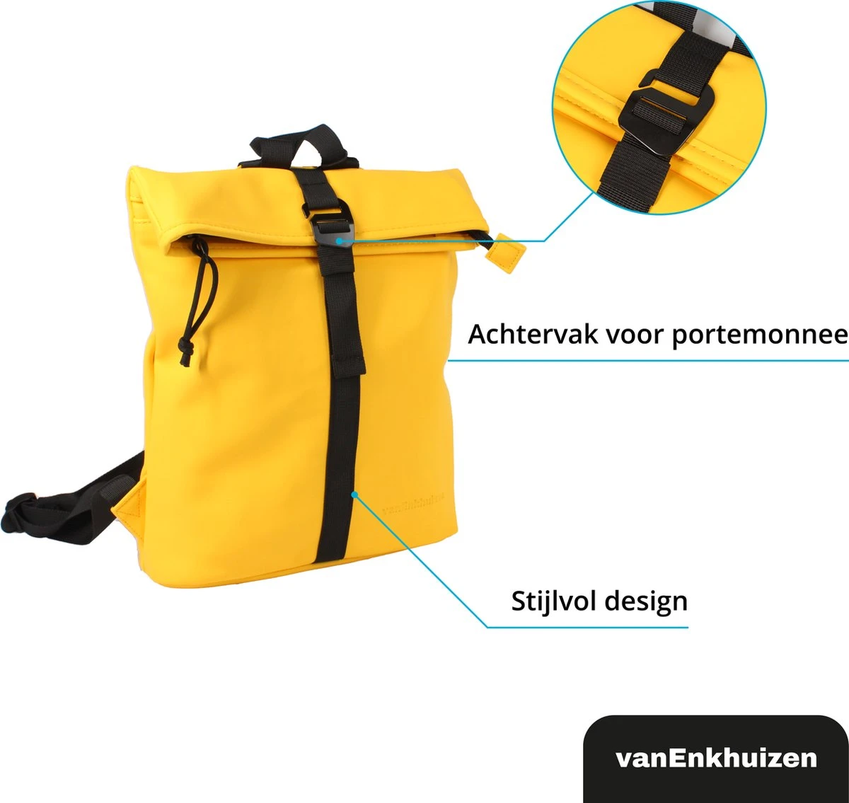 VanEnkhuizen Rolltop Rugzak 9 Liter - Waterafstotend En Thermo Materiaal - Geel 10 VanEnkhuizen Rolltop Rugzak 9 Liter - Waterafstotend En Thermo Materiaal - Geel - Afbeelding 8