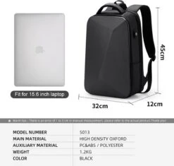 Bange Rugtas - 15,6 Inch - Laptop Rugzak - USB-aansluiting - TSA Slot - Waterafstotend - Zwart - Incl. Smart Thermosfles -Tas Kortingswinkel 1200x1144 1