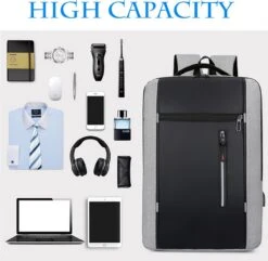 Merkloos Rugzak - Laptoprugzak 15,6 Inch - Schoolrugzak Dagrugzak - Kerstmis - Kerstfeest - Christmas Gift - Rugzak Dames Heren - Waterdichte Nylon Laptopbagagetablet - Met Usb Oplaadstation - Voor School Reizen Multifunctioneel - Grijs -Tas Kortingswinkel 1200x1171 1