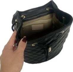 TOUTESTBELLE - Leren Dames Rugzak Quilted Gestikt Ruit Met Extra Vak - Dames - Leer - Zwart -Tas Kortingswinkel 1200x1179 3