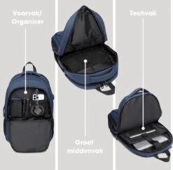 Kono Rugzak XL - Schooltas - 17,3 Inch Laptop Rugtas - Dames/Heren - 36L - Waterafstotend - Blauw -Tas Kortingswinkel 1200x1182 3