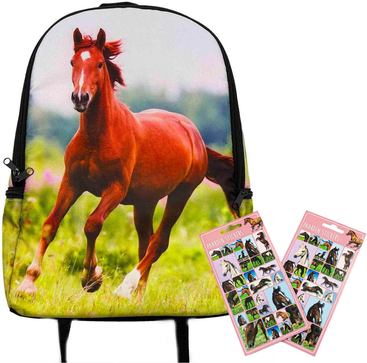Rugzak Paard- Rugtas Bruin Paard- 42cm X 28cm X 12cm- Incl. Setje Paarden Stickers 3 Rugzak Paard- Rugtas Bruin Paard- 42cm X 28cm X 12cm- Incl. Setje Paarden Stickers