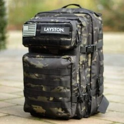 LAYSTON. - 45L Sport School Werk Rugtas - Sport Rugzak - Tactical Backpack - Waterafstotend - Camo Groen -Tas Kortingswinkel 1200x1199 1