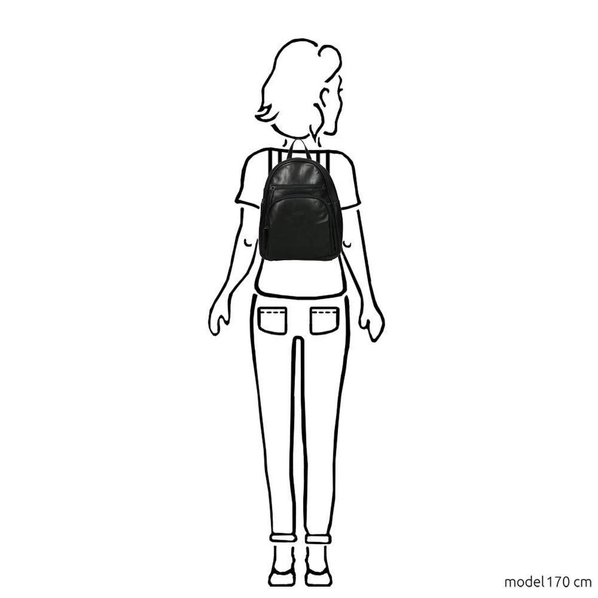 Old West Leren Dames Rugzak San Antonio M - Zwart 10 Old West Leren Dames Rugzak San Antonio M - Zwart - Afbeelding 8