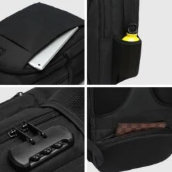 Kono Rugzak - Schooltas - 15,6 Inch Laptop Rugtas - Dames/Heren - 28L - Waterafstotend - Zwart -Tas Kortingswinkel 1200x1200 111