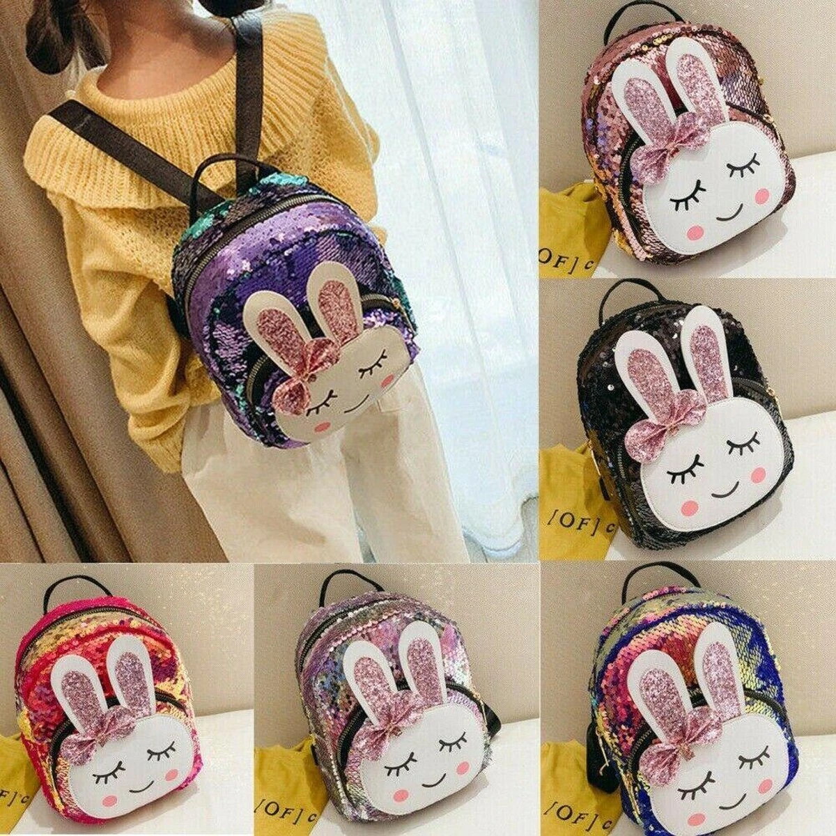 Meisjes Rugtas - Schooltas - Meisjes Rugzak - Paars - 32X22 CM - School - Rugzak - Glitter - Konijntje - Pailletten - 3-8 Jaar - Tas - CADEAU TIP! 8 Meisjes Rugtas - Schooltas - Meisjes Rugzak - Paars - 32X22 CM - School - Rugzak - Glitter - Konijntje - Pailletten - 3-8 Jaar - Tas - CADEAU TIP! - Afbeelding 6
