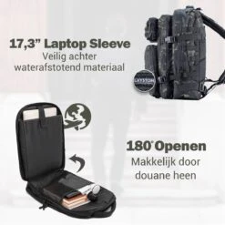 LAYSTON. - 45L Sport School Werk Rugtas - Sport Rugzak - Tactical Backpack - Waterafstotend - Camo Groen -Tas Kortingswinkel 1200x1200 250