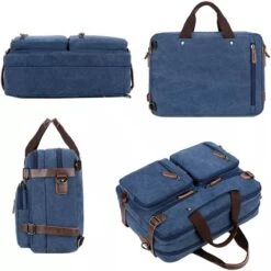 Laptoptas - 3in1- 15Inch - Blauw - 15 Vak - Canvas - Leer -Tas Kortingswinkel 1200x1200 300