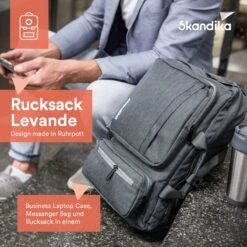 Skandika Levande Rugzak – Laptoptassen - Rugzak Dames – Rugzak Heren - Urban Style Ontwerp Rugtas – Daypack - Messenger Bag - Business Laptop Bag Reistas - Waterafstotend – 35 X 11 X 48 Cm (L X B X H) – 20 Liter - Voor School & Reizen – Grijs -Tas Kortingswinkel 1200x1200 335