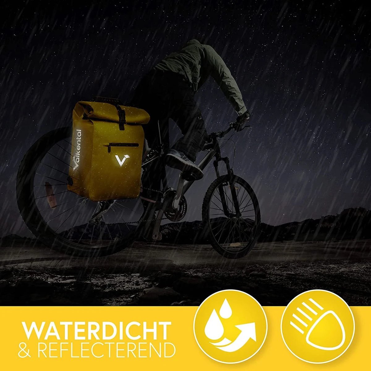 Valkental - 3in1 Fietstas - Geschikt Als Bagagetas, Rugzak En Schoudertas - Waterdicht & Reflecterend - 23L 4 Valkental - 3in1 Fietstas - Geschikt Als Bagagetas, Rugzak En Schoudertas - Waterdicht & Reflecterend - 23L - Afbeelding 2