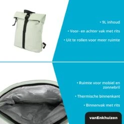 VanEnkhuizen Rolltop Rugzak 9 Liter - Waterafstotend En Thermo Materiaal - Mint -Tas Kortingswinkel 1200x1200 906