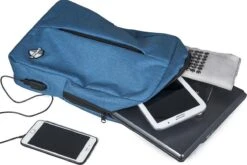 SafeSave Rugtas – Waterafstotende Schooltas Met Laptop Vak En Usb Aansluiting – Schoudertas – 15.6 Inch – Lichtblauw -Tas Kortingswinkel 1200x803 1