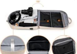 Merkloos Waterdichte Rugzak Inclusief Usb Oplaadstation - Laptoptas 15,6 Inch - Schooltas - Beige - Multifucntioneel -Tas Kortingswinkel 1200x843