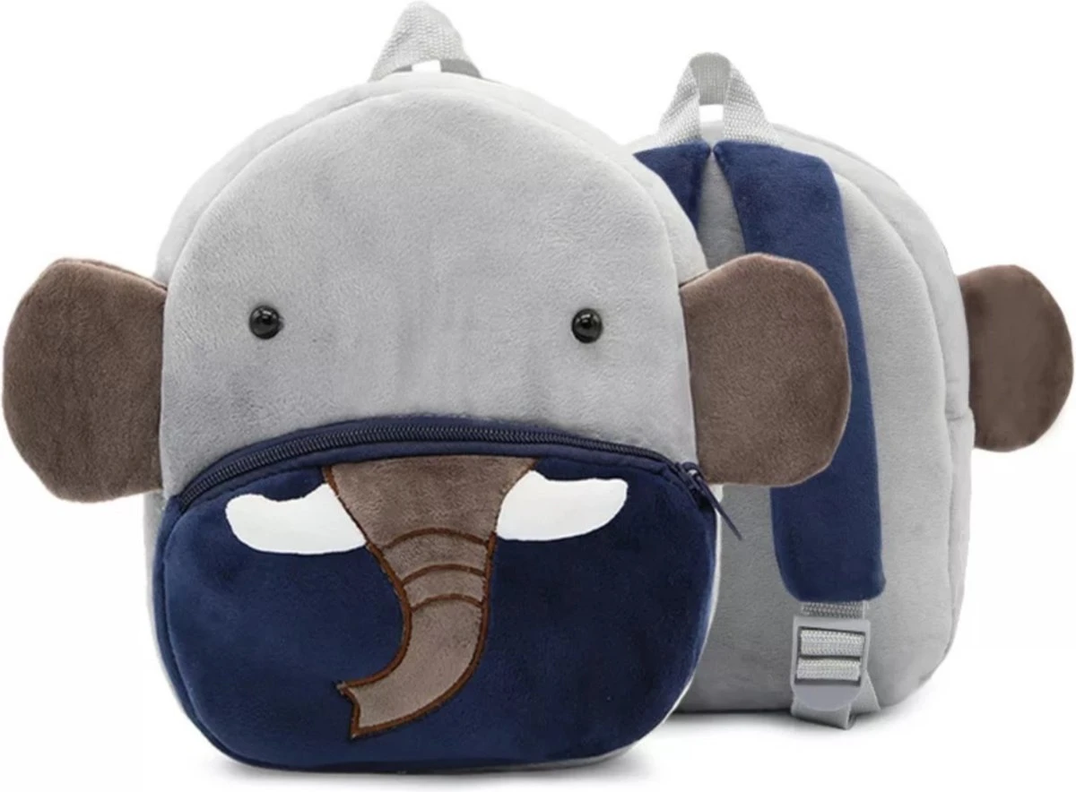 Rugzak – Schooltas - Kinderen – Olifant – Pluche – Grijs - Peuters – Kleuters – Jongens – Meisjes – 3 Rugzak – Schooltas - Kinderen – Olifant – Pluche – Grijs - Peuters – Kleuters – Jongens – Meisjes –