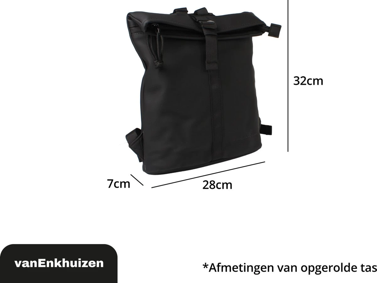 VanEnkhuizen Rolltop Rugzak 9 Liter - Waterafstotend En Thermo Materiaal - Zwart 8 VanEnkhuizen Rolltop Rugzak 9 Liter - Waterafstotend En Thermo Materiaal - Zwart - Afbeelding 6
