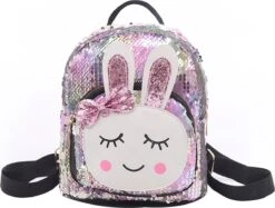 Meisjes - Rugtas - Rugzak - Schooltas - Zilver - Roze - Glitter - Tas - Konijntje - Pailletten - 3-8 Jaar - Peuter - Kleuter - CADEAU TIP! -Tas Kortingswinkel 1200x908 1