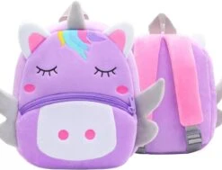 Rugzak - Schooltas - Kinderen - Eenhoorn – Unicorn - Pluche – Paars Roze - Peuters - Kleuters - Jongens - Meisjes