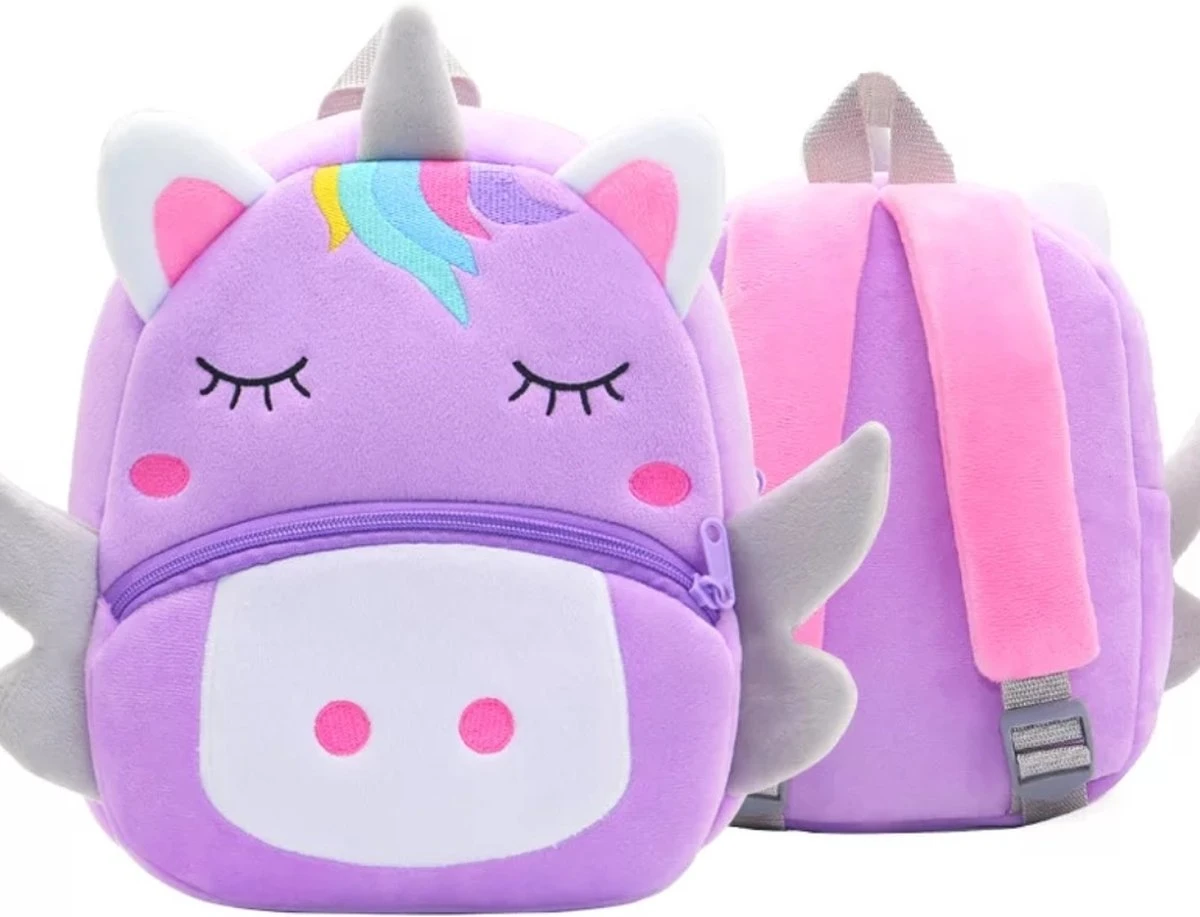 Rugzak - Schooltas - Kinderen - Eenhoorn – Unicorn - Pluche – Paars Roze - Peuters - Kleuters - Jongens - Meisjes 3 Rugzak - Schooltas - Kinderen - Eenhoorn – Unicorn - Pluche – Paars Roze - Peuters - Kleuters - Jongens - Meisjes