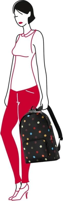 Reisenthel Mini Maxi Rucksack Rugzak - Opvouwbaar - 14L - Dots Zwart -Tas Kortingswinkel 375x1200