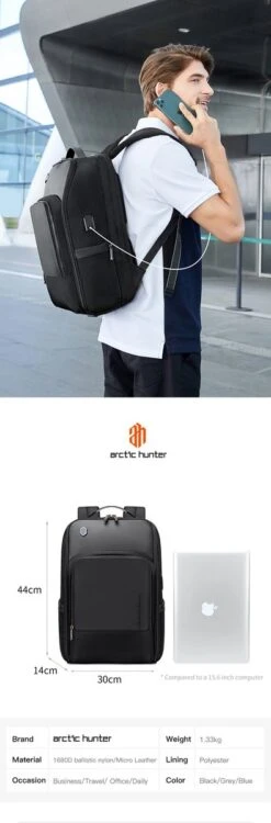 Arctic Hunter Rugtas - Laptop Tas - 15,6 Inch - Waterafstotend - Usb Oplaadstation -Tas Kortingswinkel 395x1200