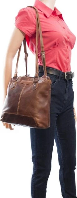 Rugtas Dames Cognac - Echt Leer - Incl. Verstelbare Riem -Tas Kortingswinkel 469x1200